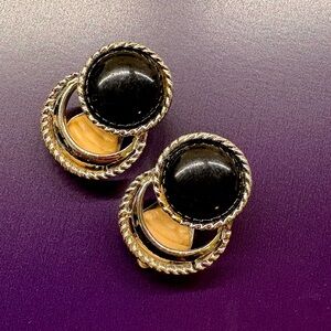Sarah Coventry black and gold earrings